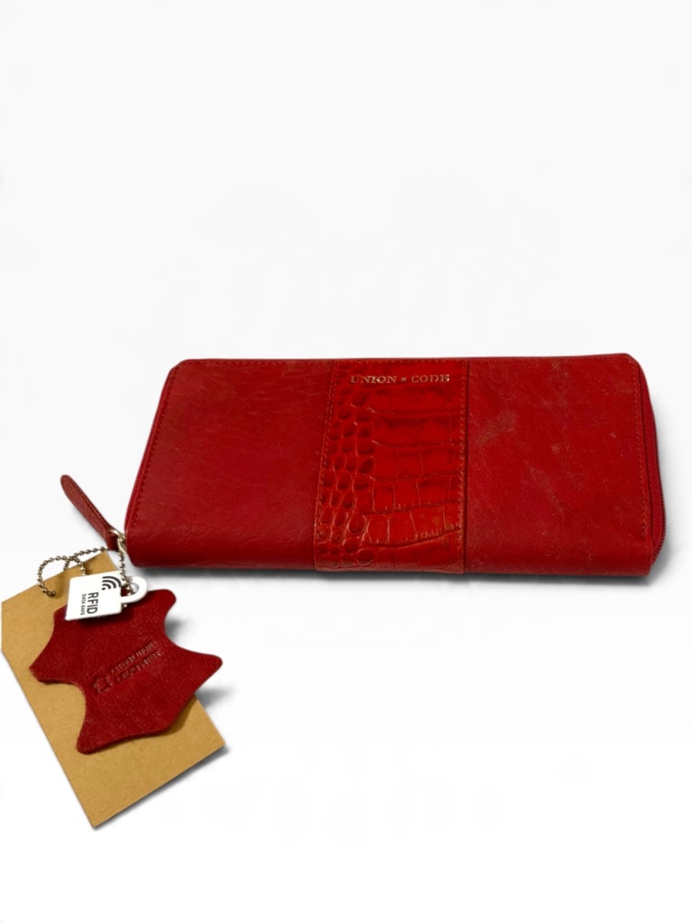Union Code Red Croco Embossed Genuine Leather RFID Wallet